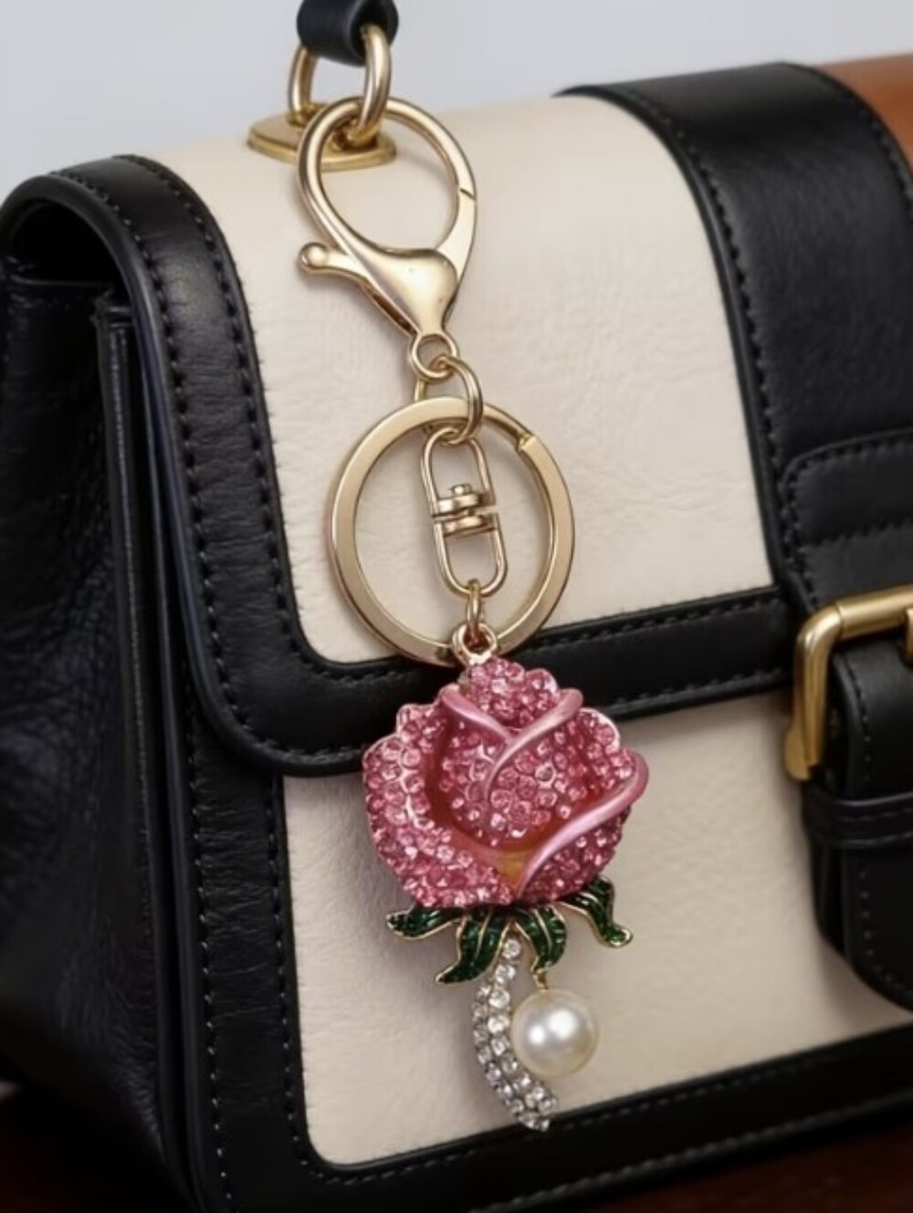 Beautiful Rose Bag Charm/ Keychain NEW